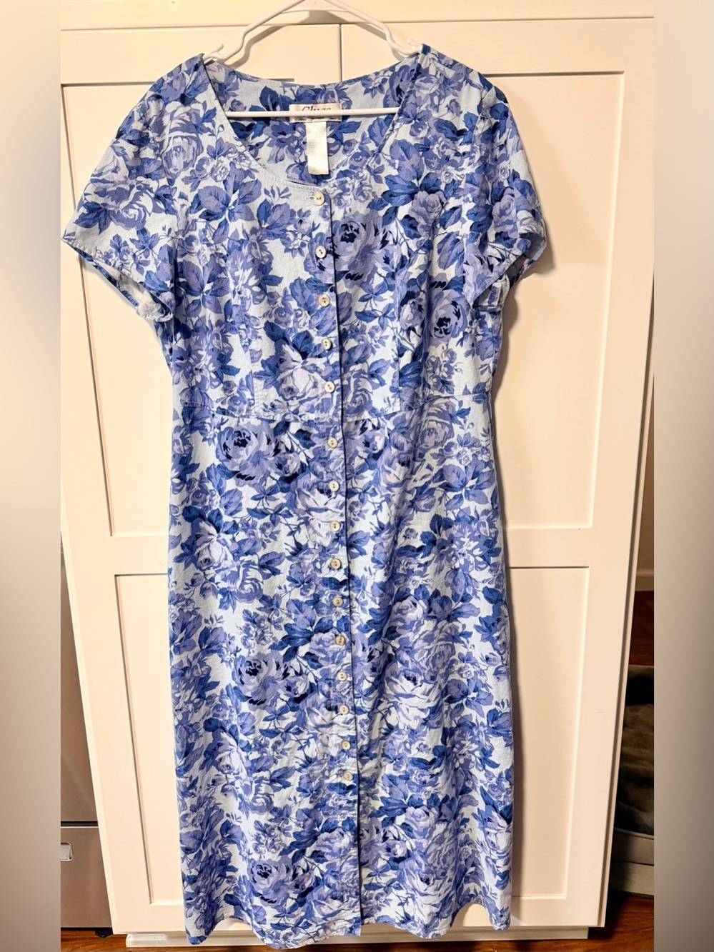 Linen Blend Button-Down Plus Size Maxi Dress for Spring